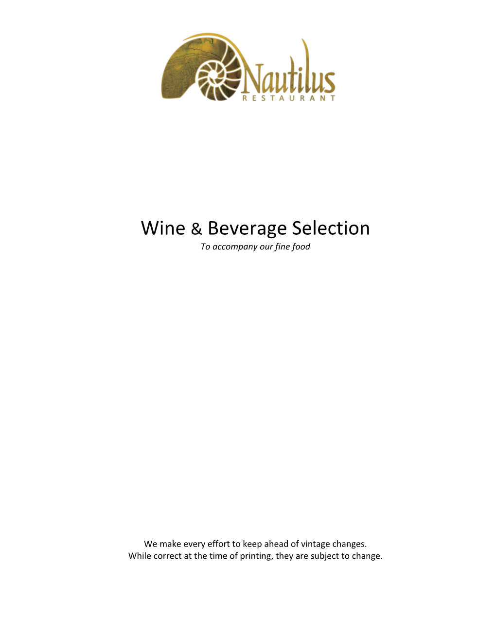 Wine & Beverage Selection