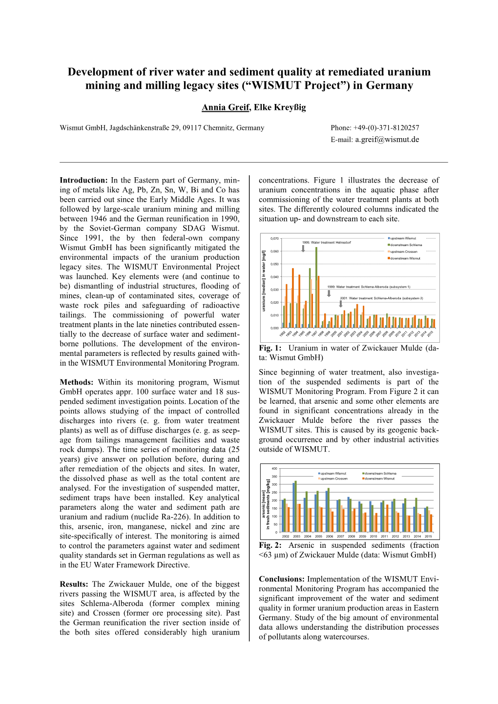 Development of River Water and Sediment Quality at Remediated Uranium Mining and Milling Legacy Sites (“WISMUT Project”) in Germany