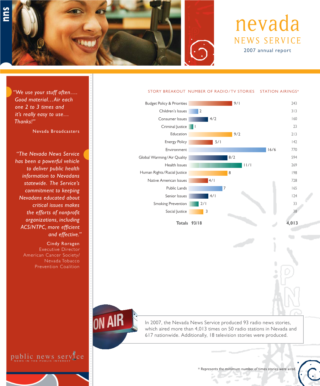 Nevada NEWS SERVICE 2007 Annual Report