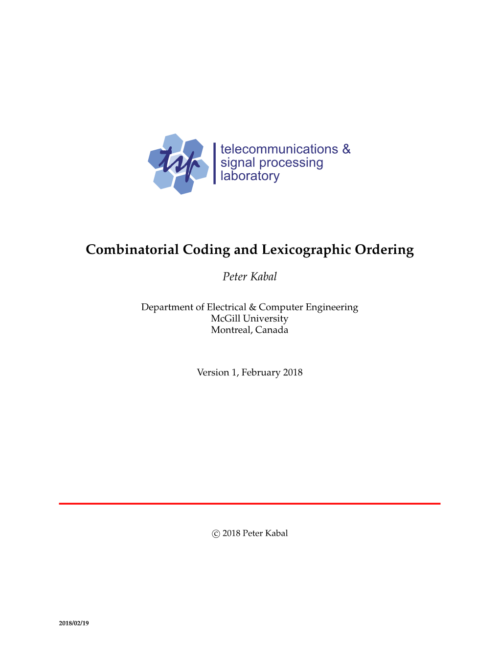 Combinatorial Coding and Lexicographic Ordering