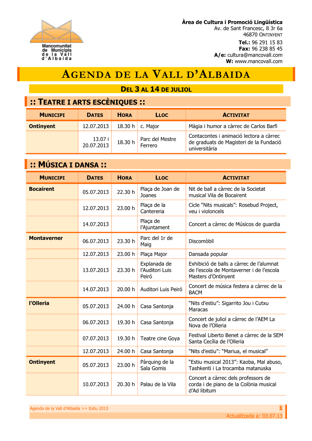 Agenda De La Vall D'albaida