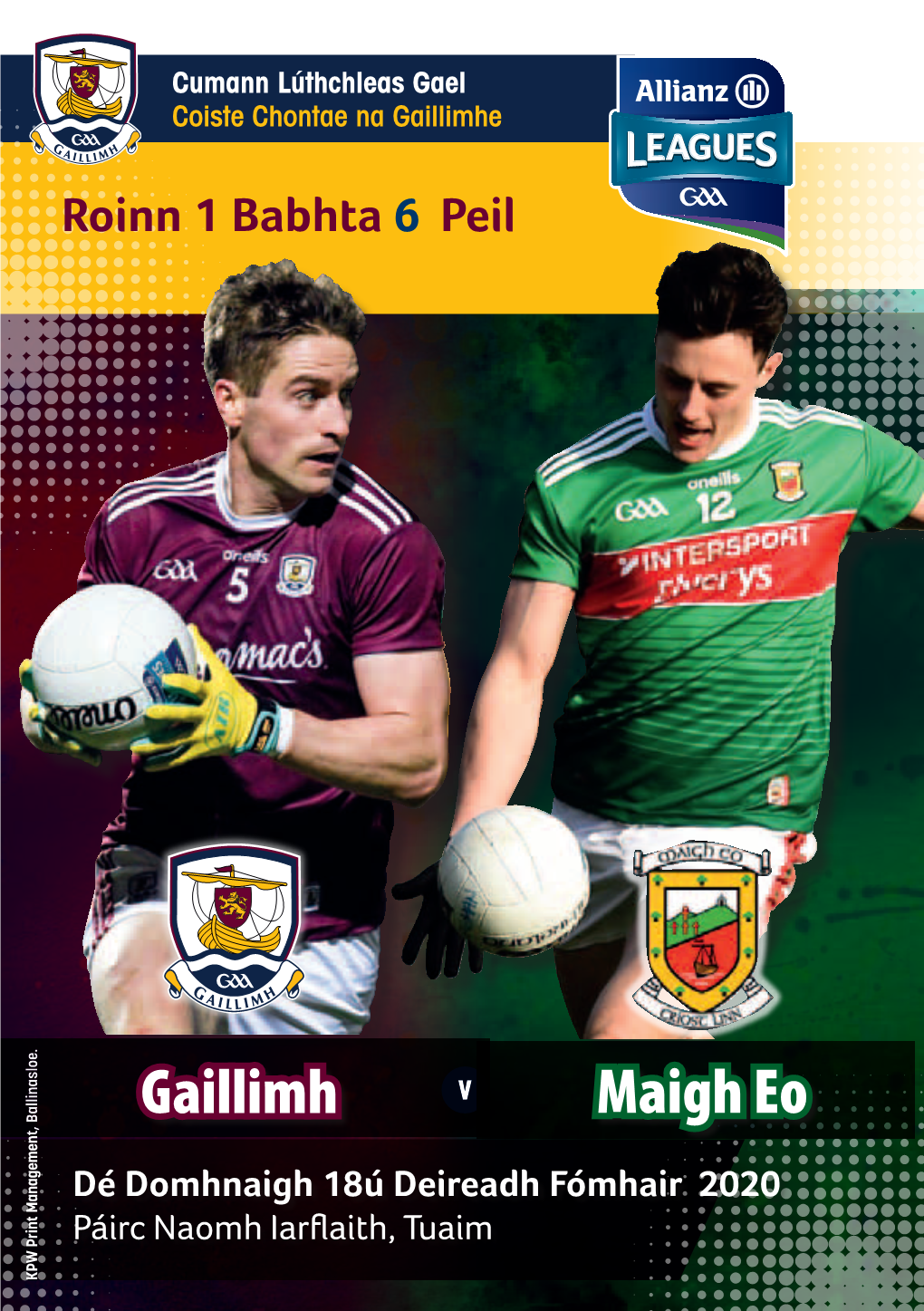 Gaillimh Maigh Eo Dé Domhnaigh 18Ú Deireadh Fómhair 2020 Páirc Naomh Iarflaith, Tuaim KPW Print Management, Ballinasloe