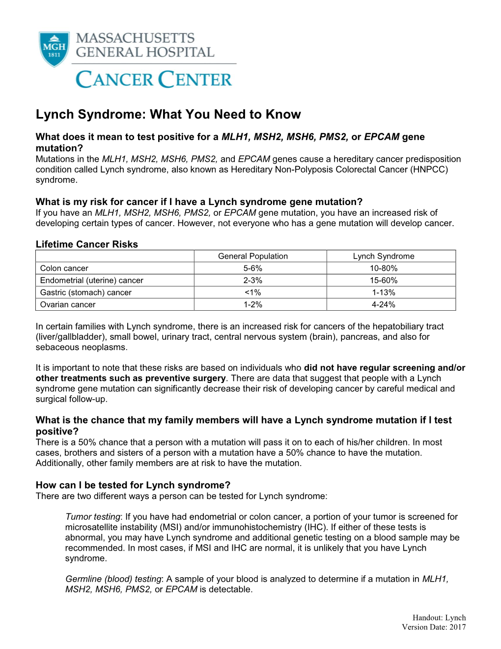 Lynch Syndrome: What You Need to Know