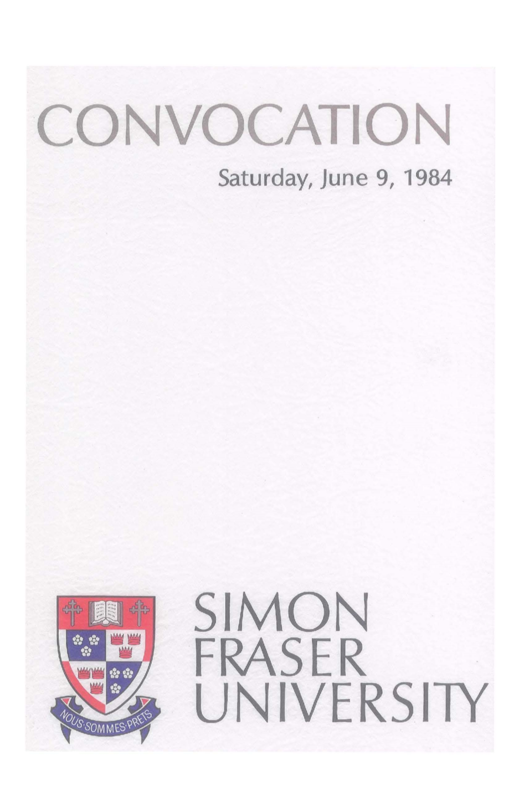 CONVOCATION Saturday, June 9, 1984