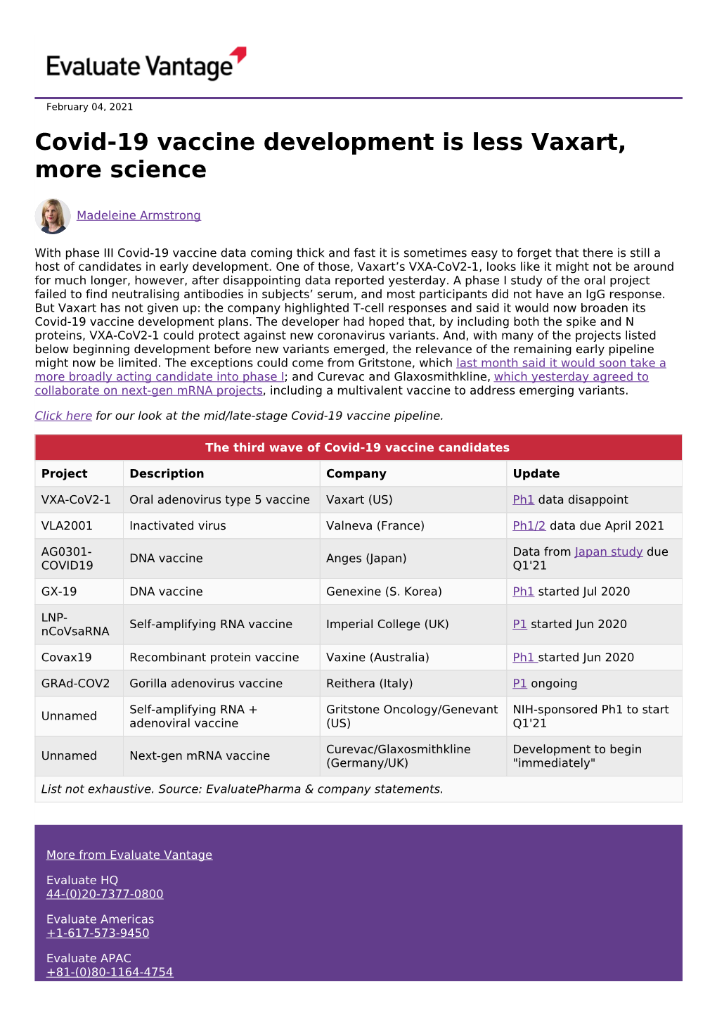 Covid-19 Vaccine Development Is Less Vaxart, More Science