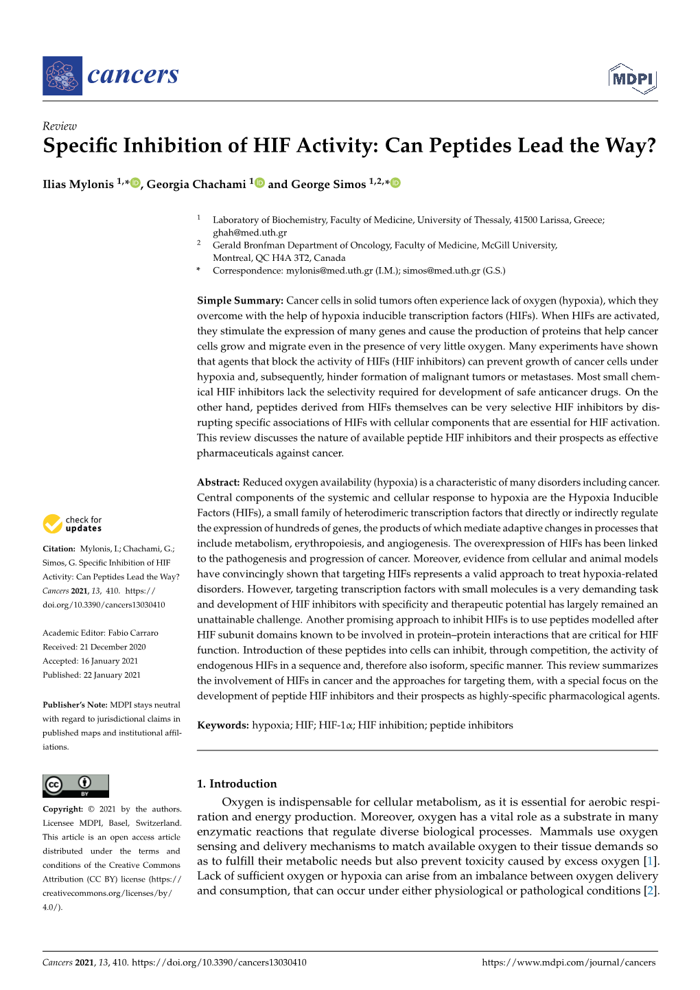 Specific Inhibition of HIF Activity