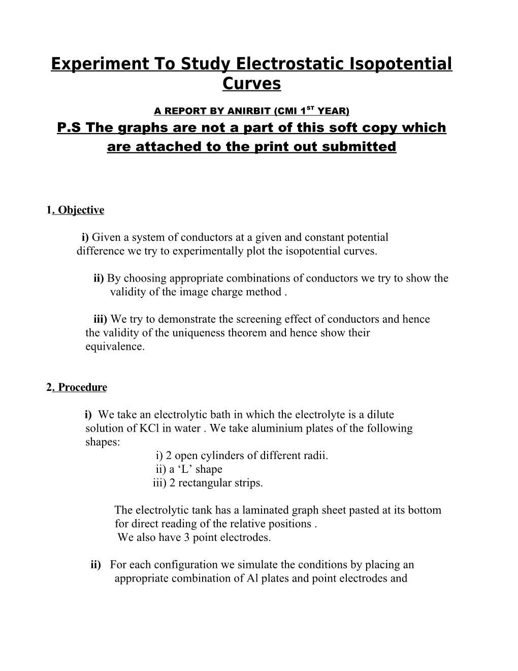 Experiment to Study Electrostatic Isopotential Curves