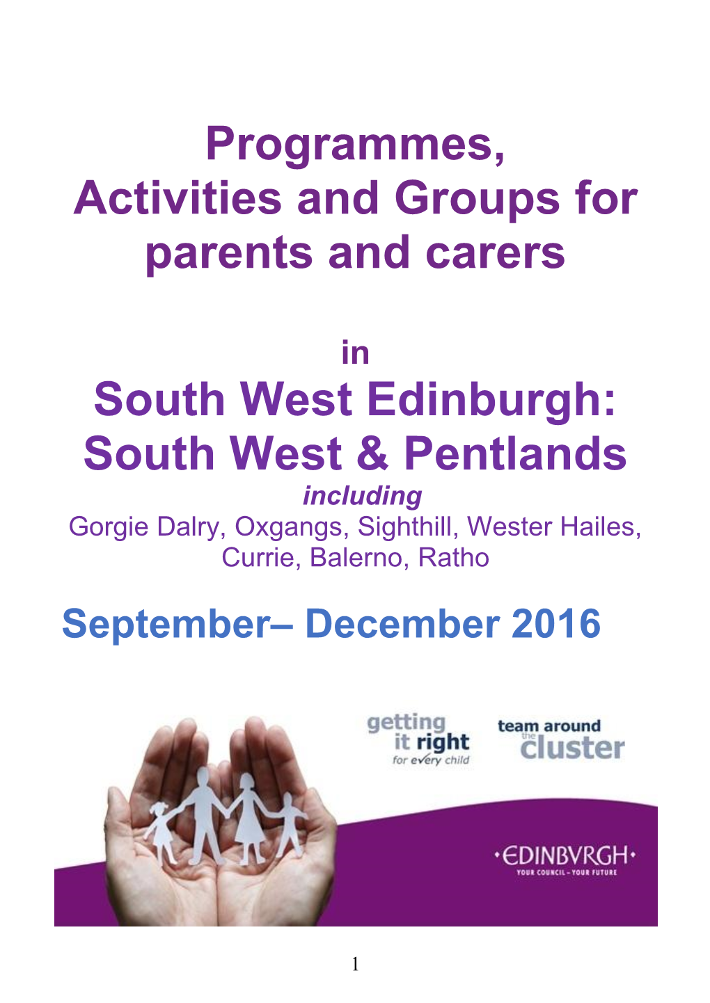Groups & Programmes for Parents and Carers
