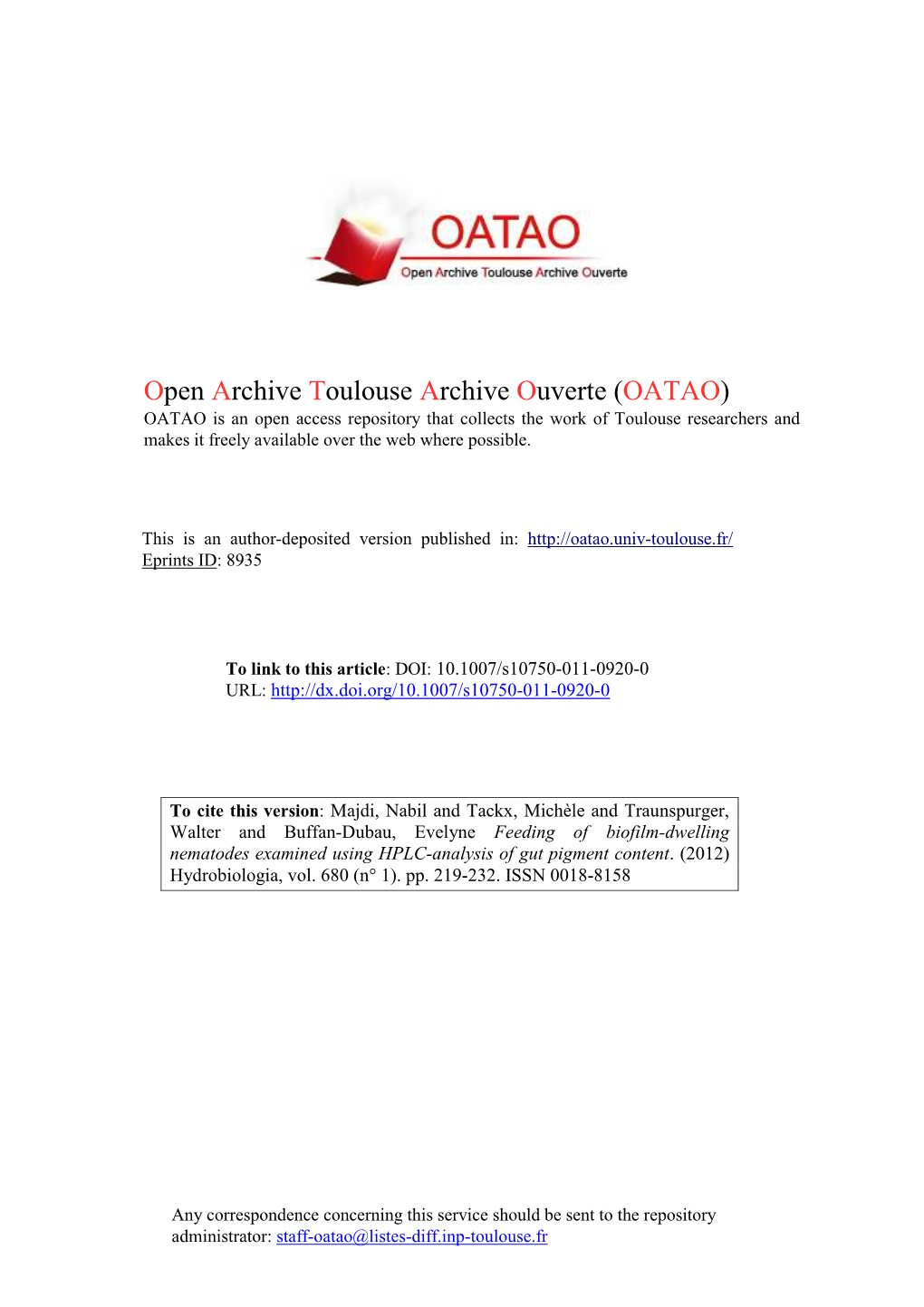 Open Archive Toulouse Archive Ouverte