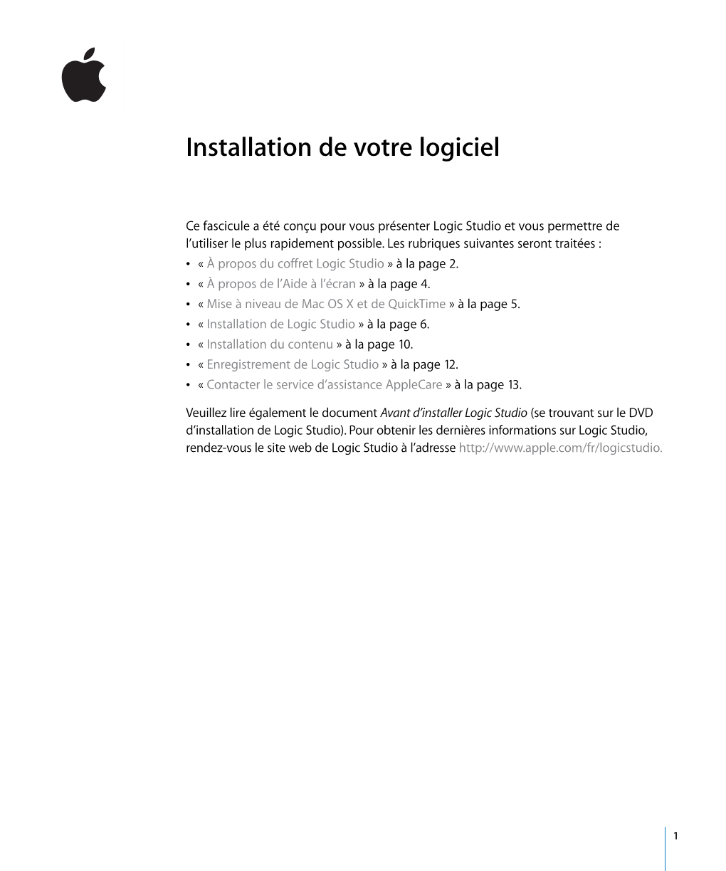 Installation De Votre Logiciel Logic Studio