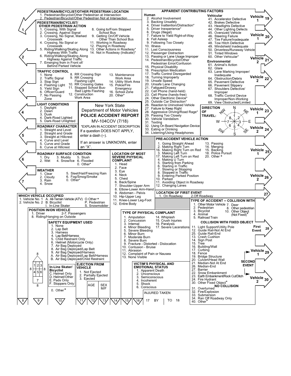 Police Accident Report MV-104COV