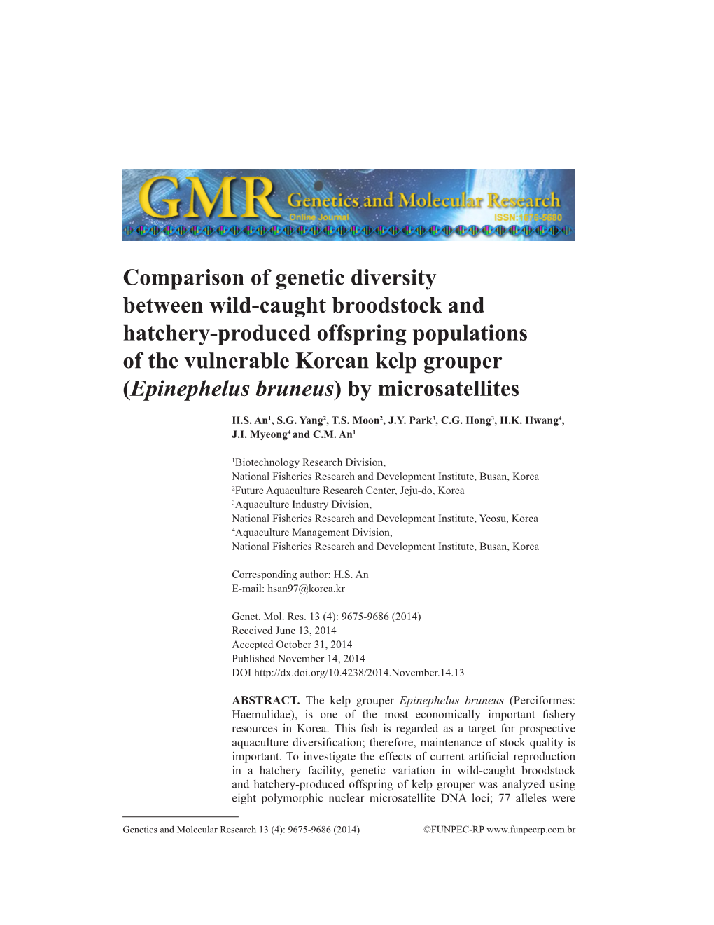 Comparison of Genetic Diversity Between Wild-Caught