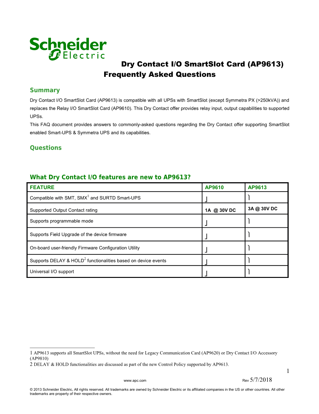 Dry Contact I/O Smartslot Card (AP9613)