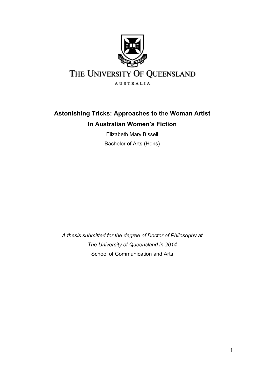 Approaches to the Woman Artist in Australian Women's Fiction