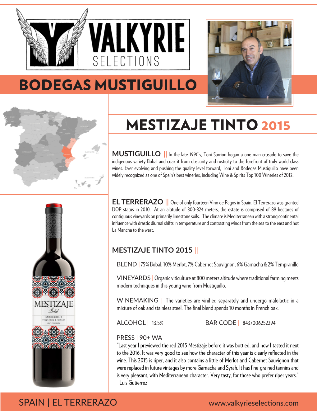 Mestizaje Tinto 2015 Bodegas Mustiguillo