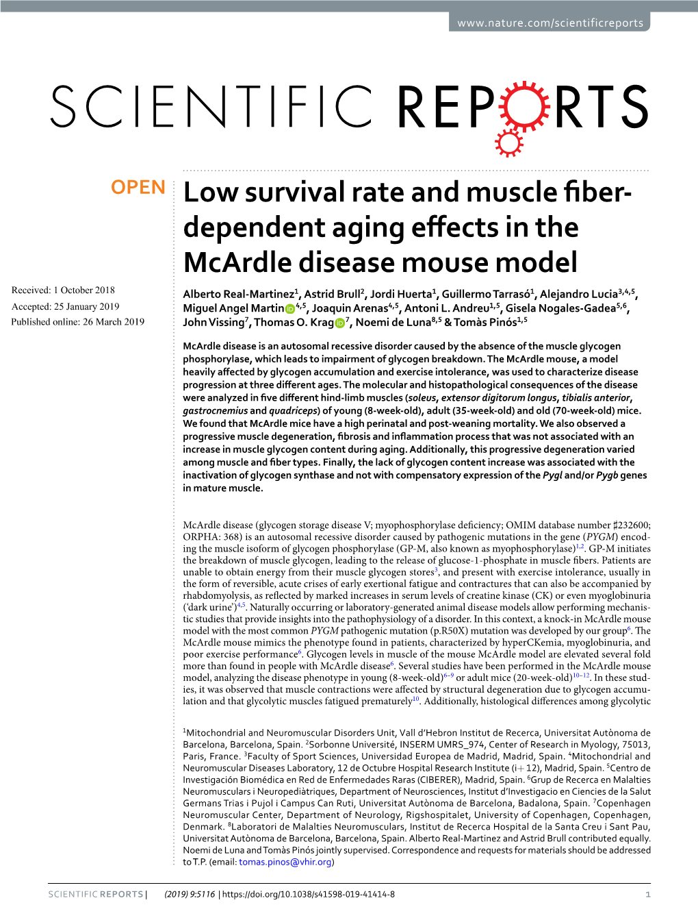 Low Survival Rate and Muscle Fiber-Dependent Aging Effects in The