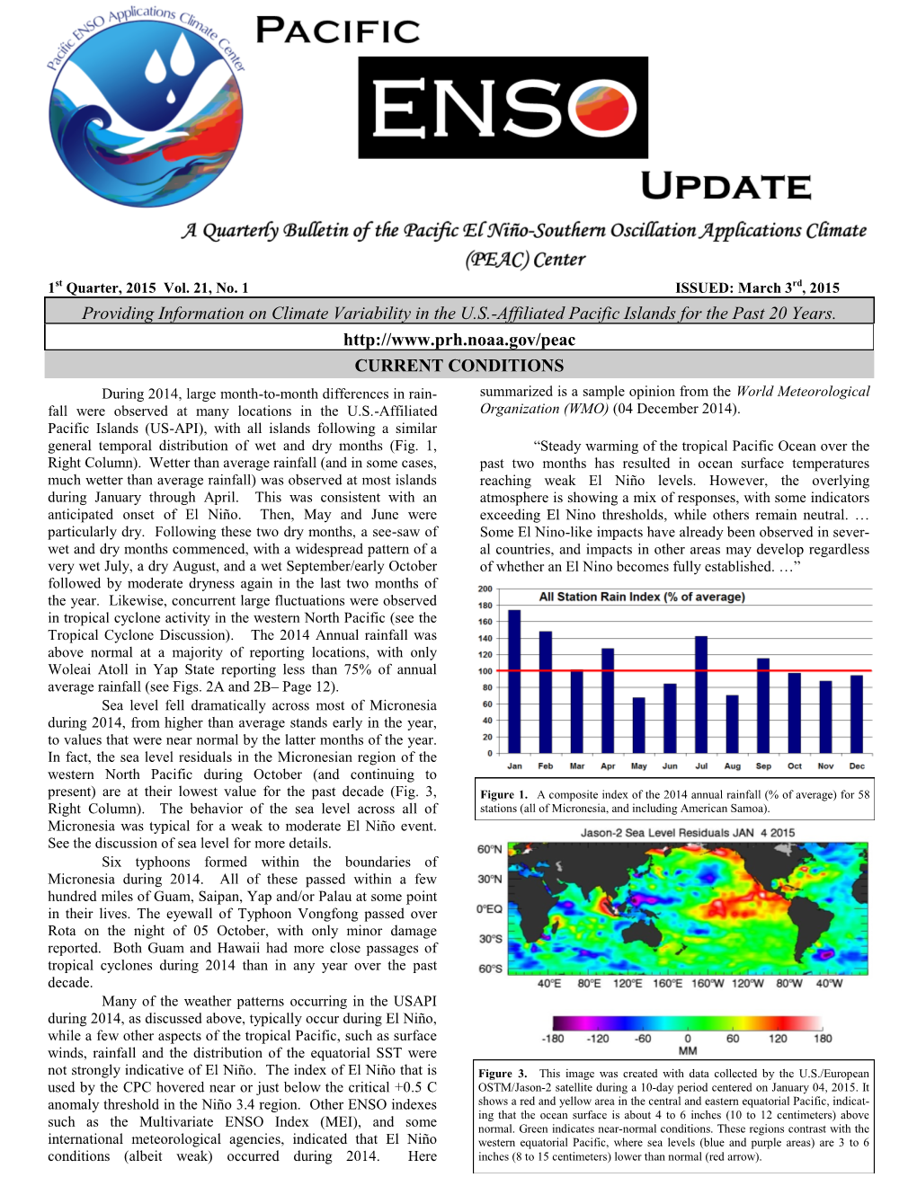 Pacific ENSO Update: 1St Quarter 2015