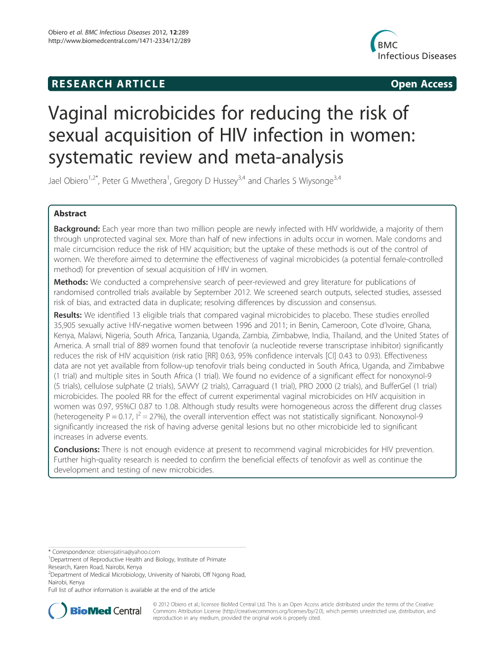 Vaginal Microbicides for Reducing the Risk of Sexual Acquisition of HIV