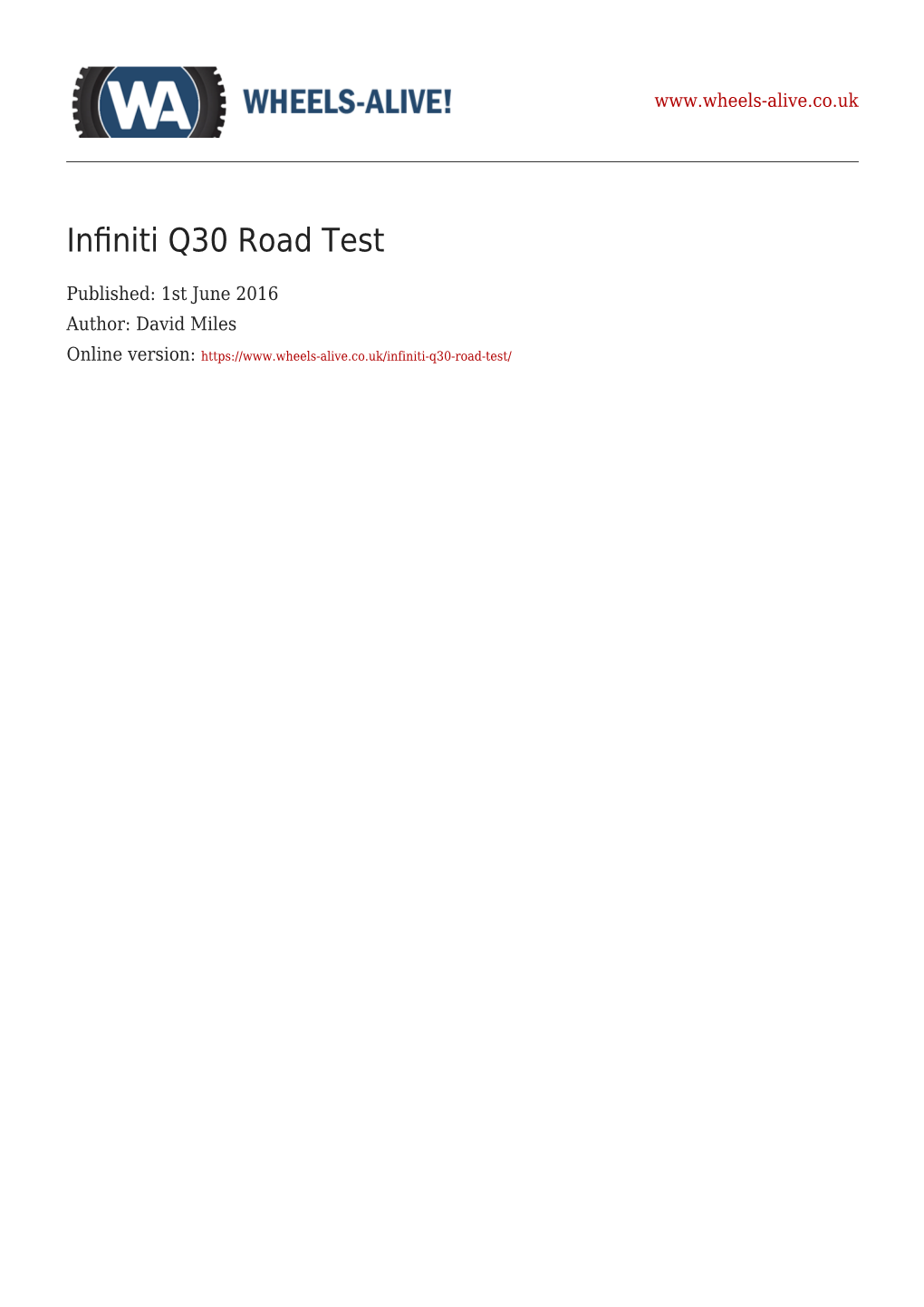 Infiniti Q30 Road Test