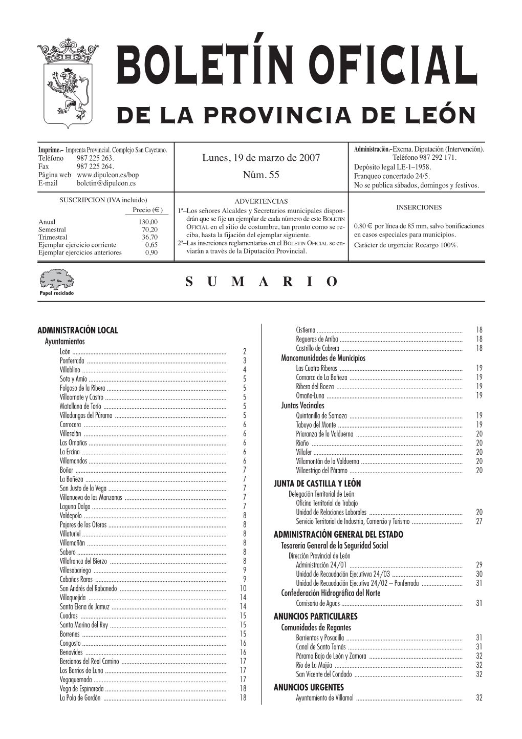 Boletín Oficial De La Provincia De León