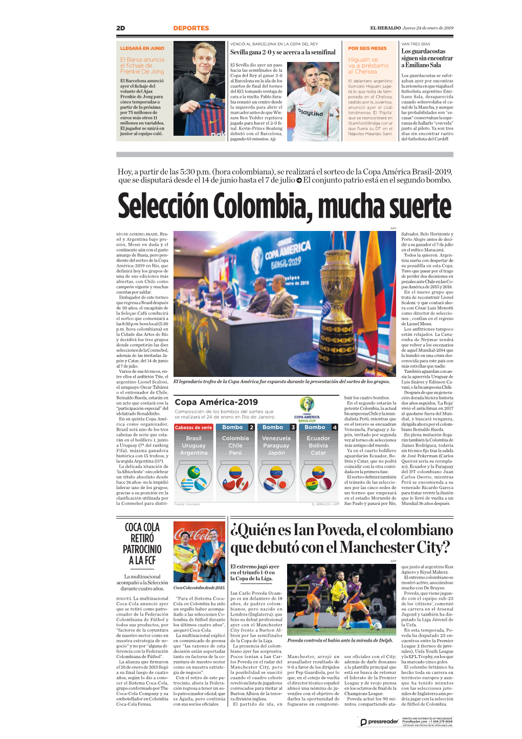Selección Colombia, Mucha Suerte AFP RÍO DE JANEIRO, BRASIL