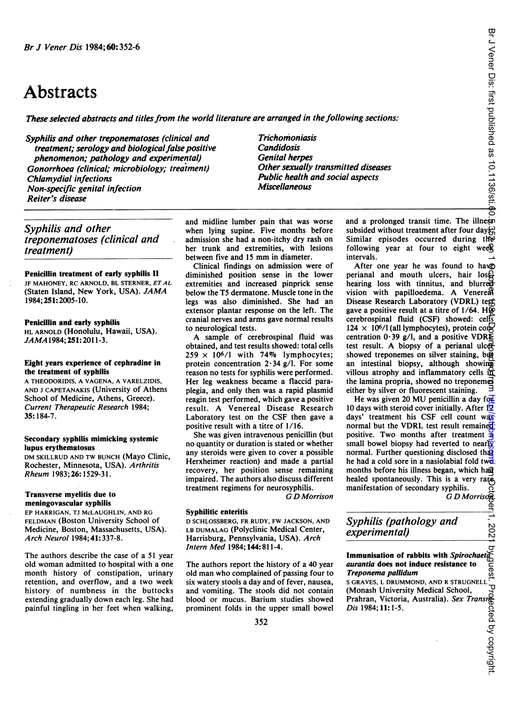 Syphilis and Other Treponematoses (Clinical and Treatment)