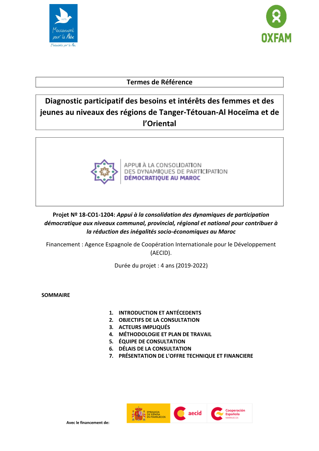 Diagnostic Participatif Des Besoins Et Intérêts Des Femmes Et Des Jeunes Au Niveaux Des Régions De Tanger-Tétouan-Al Hoceïma Et De L’Oriental