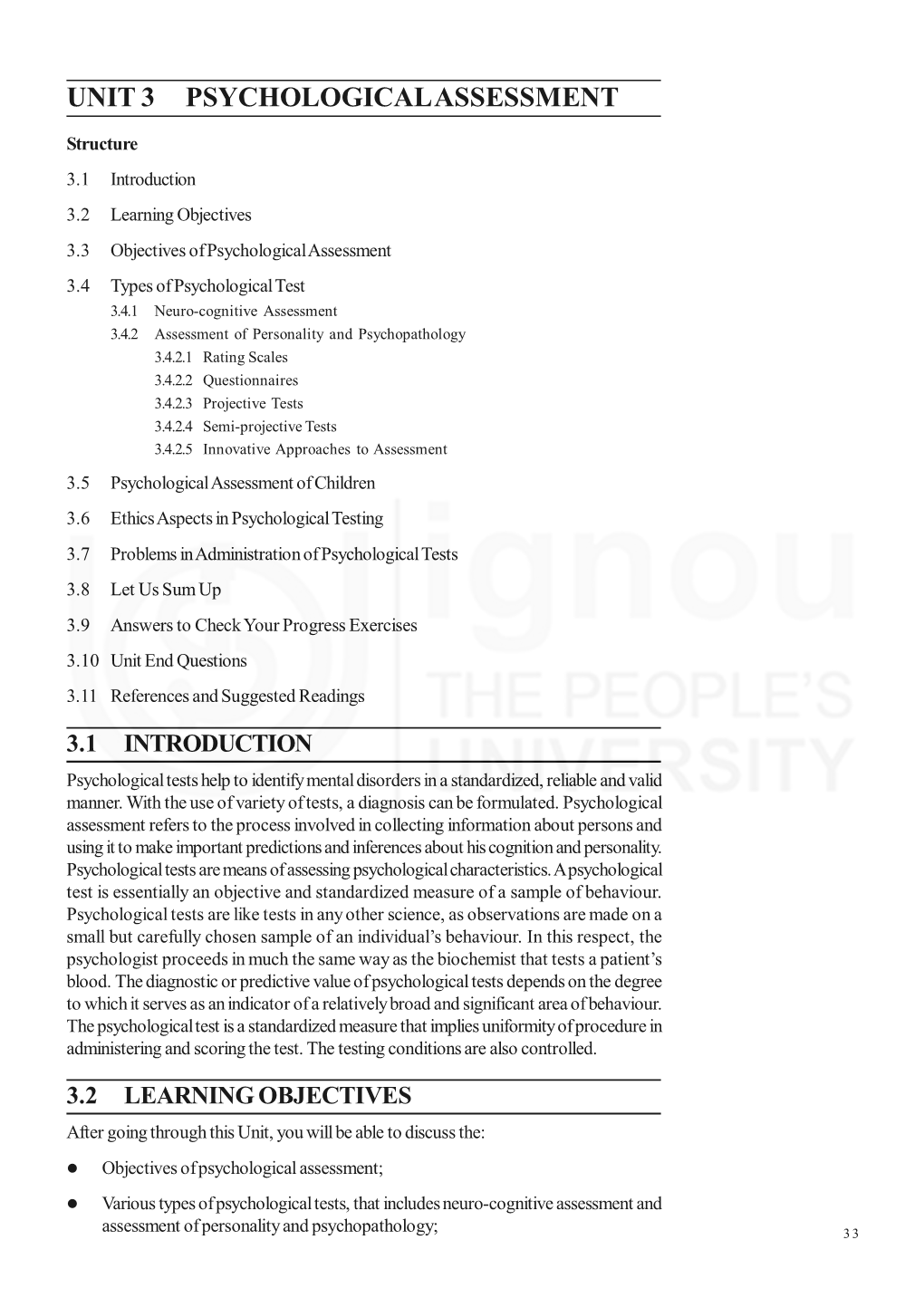 Unit 3 Psychological Assessment