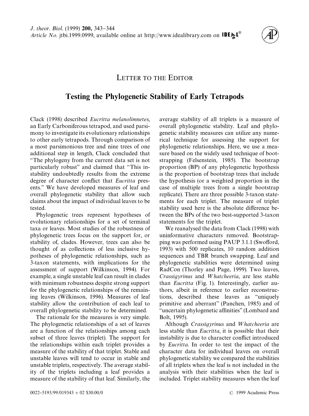 Testing the Phylogenetic Stability of Early Tetrapods