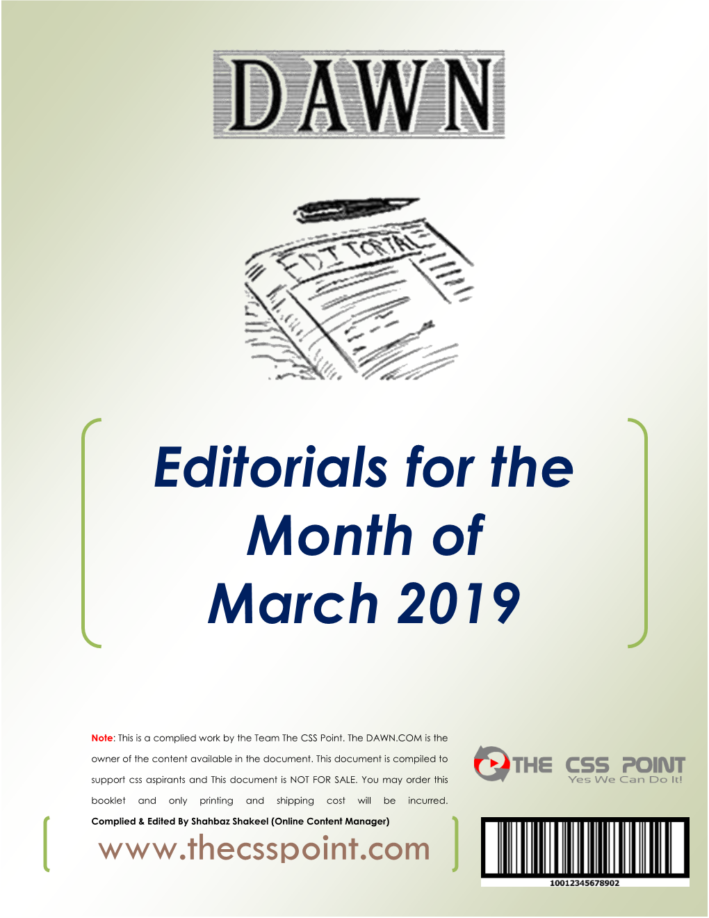 Editorials for the Month of March 2019
