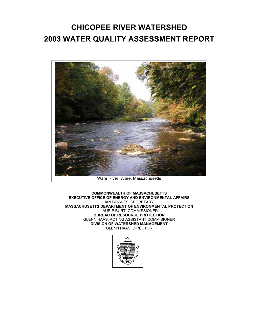 Chicopee River Watershed 2003 Water Quality Technical Memorandum (TM36-3)