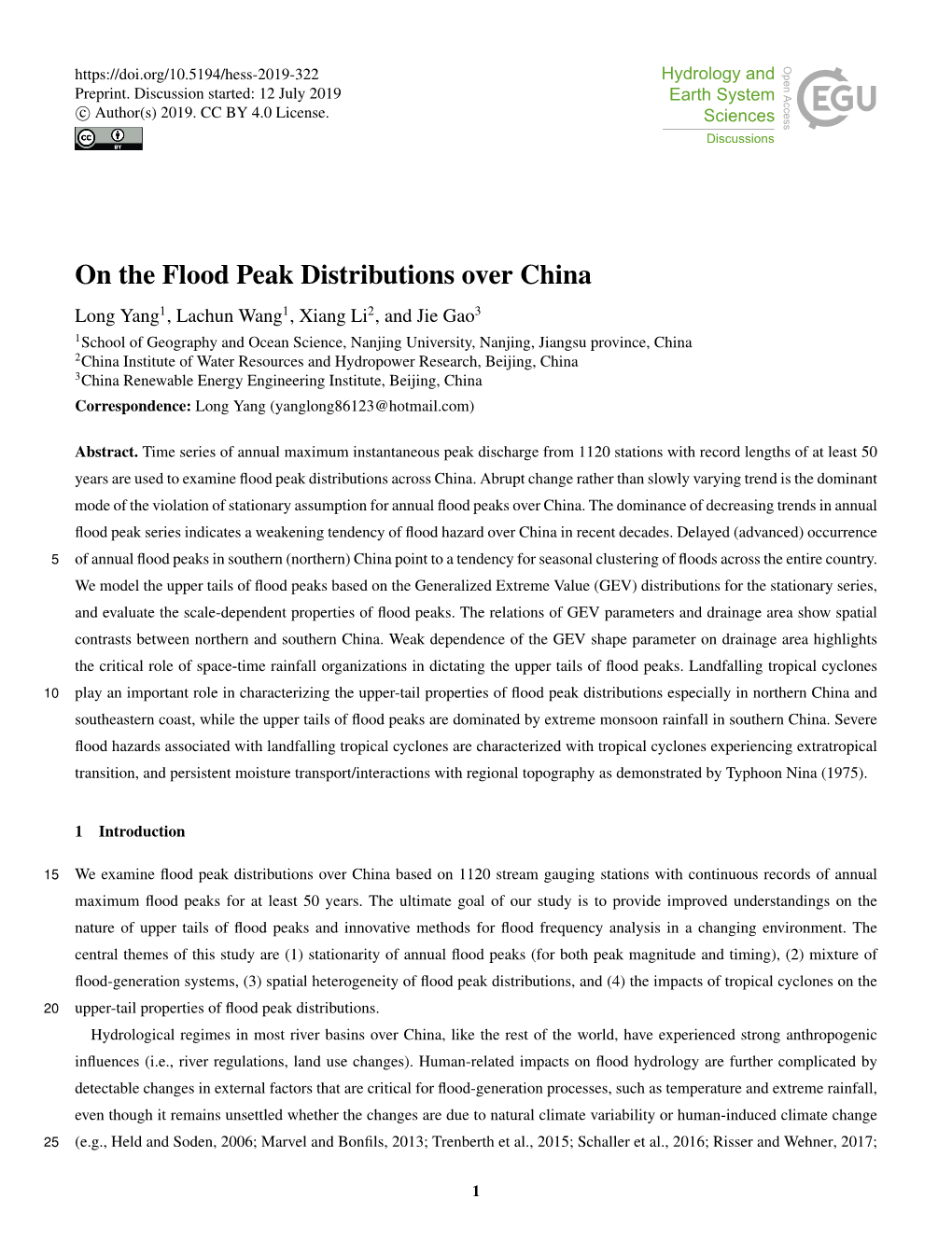 On the Flood Peak Distributions Over China