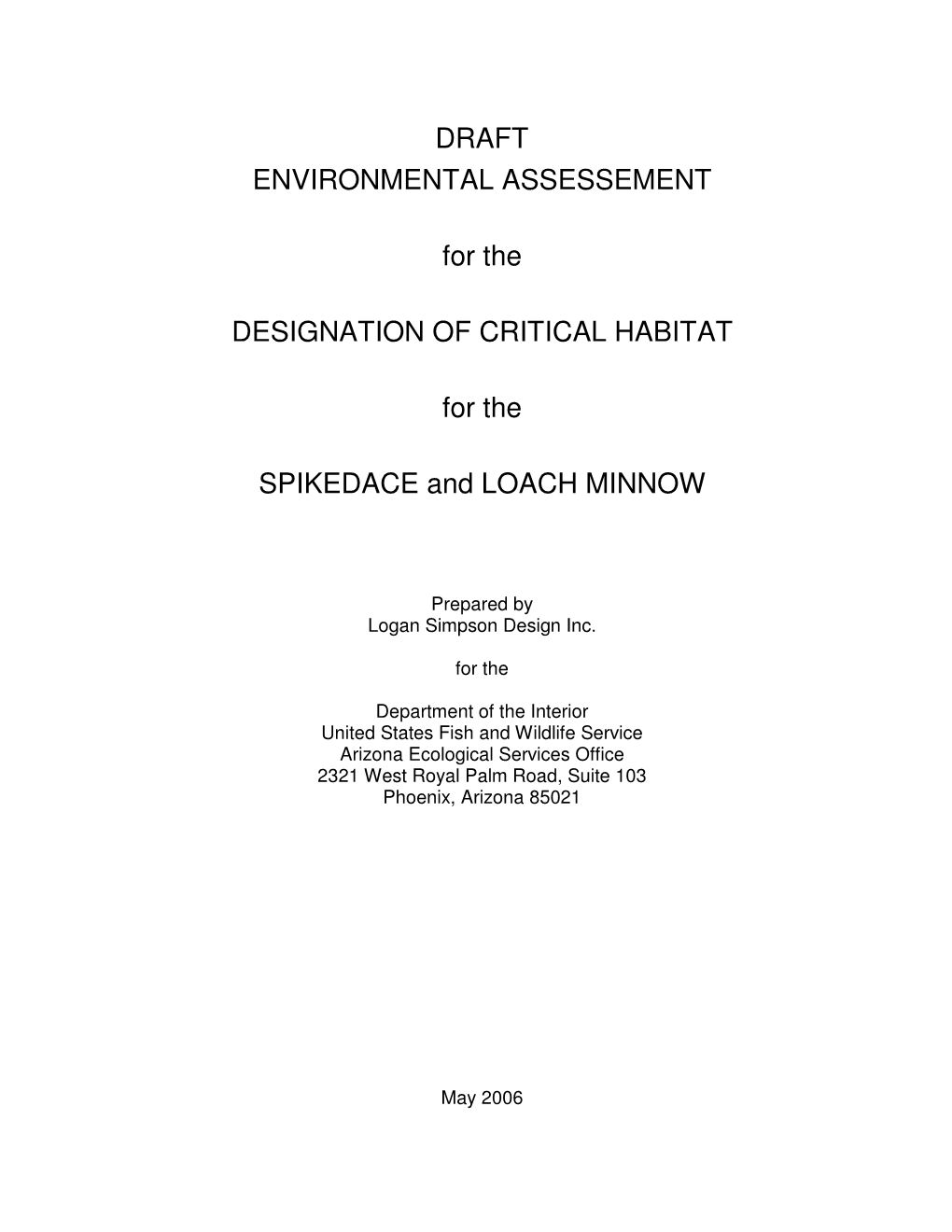 DRAFT ENVIRONMENTAL ASSESSEMENT for The