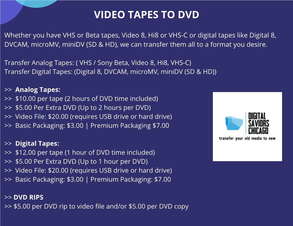 Video Tapes to Dvd