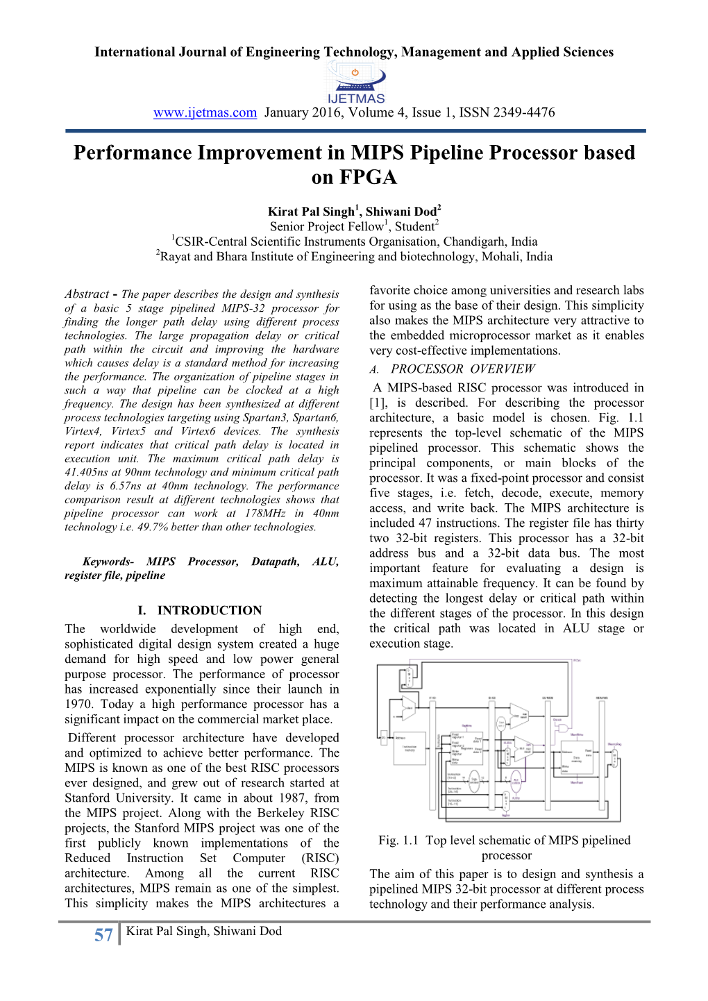 Performance Improvement in MIPS Pipeline Processor Based on FPGA