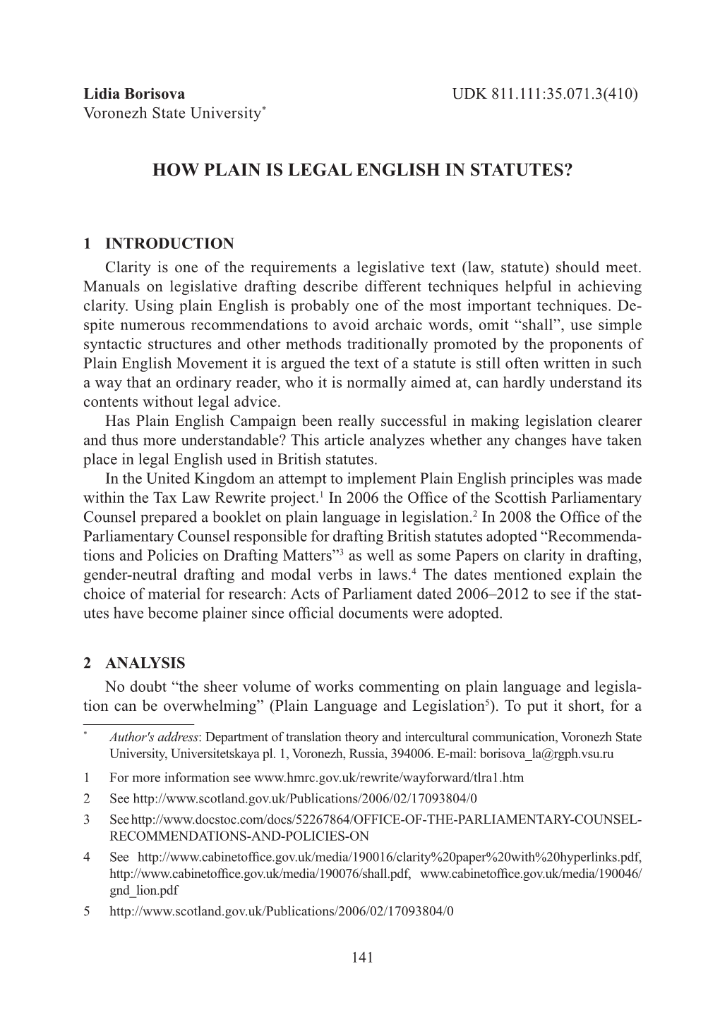 How Plain Is Legal English in Statutes?