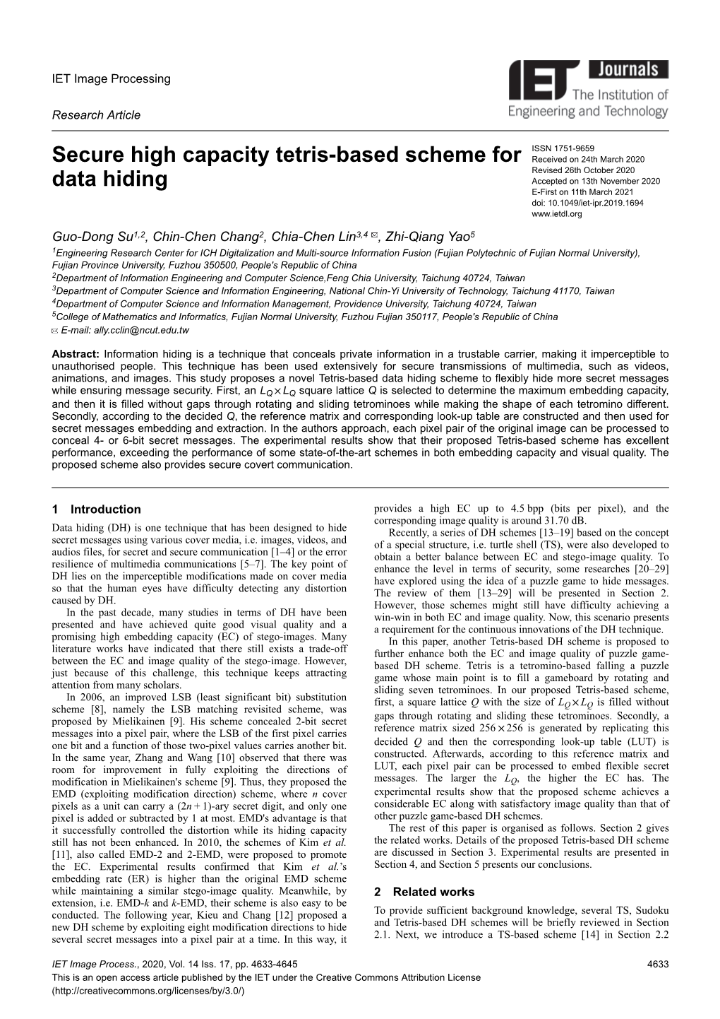 Secure High Capacity Tetris-Based Scheme for Data Hiding