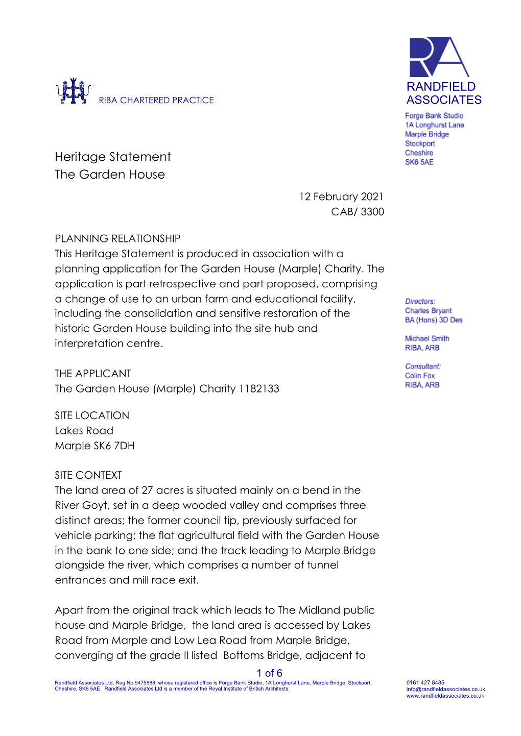 RANDFIELD Heritage Statement the Garden House