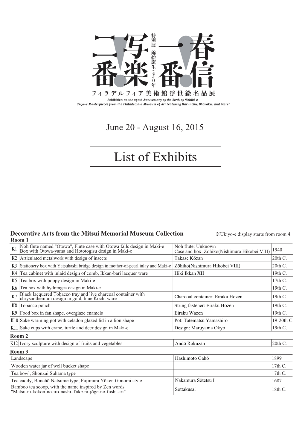 List of Exhibits