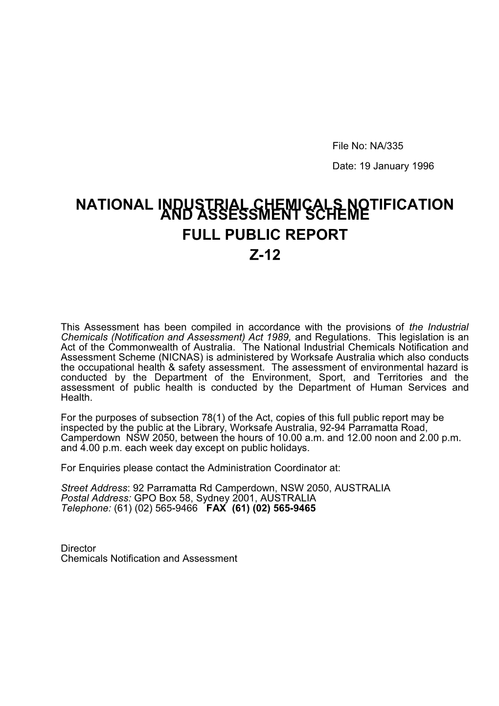 National Industrial Chemicals Notification s7