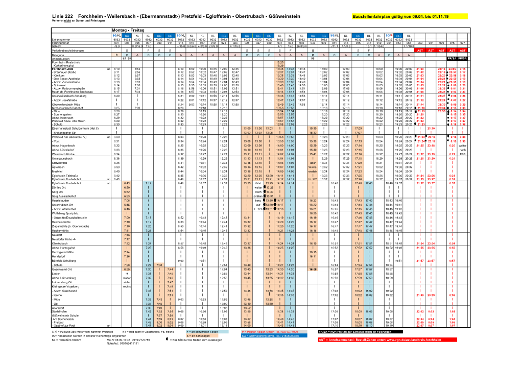 Obertrubach - Gößweinstein Baustellenfahrplan Gültig Von 09.04