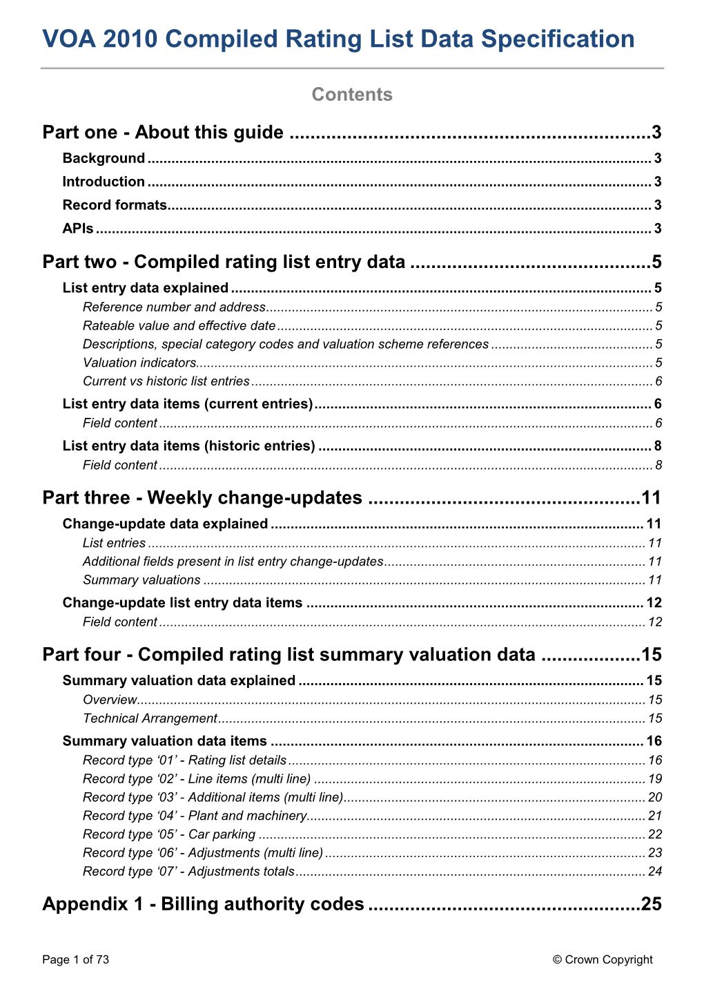 VOA 2010 Compiled Rating List Data Specification