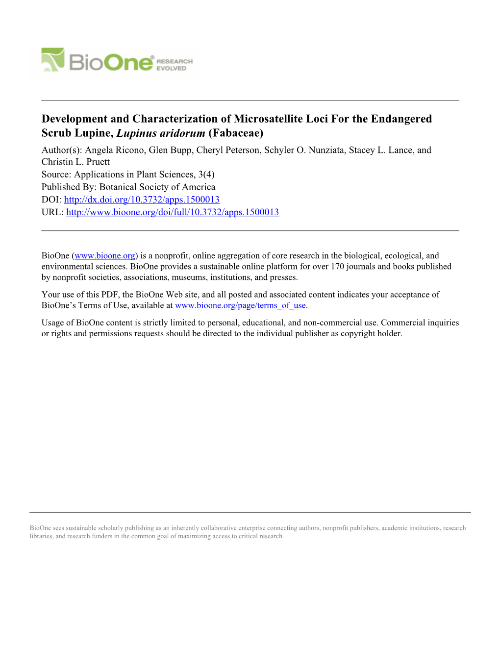 Development and Characterization of Microsatellite