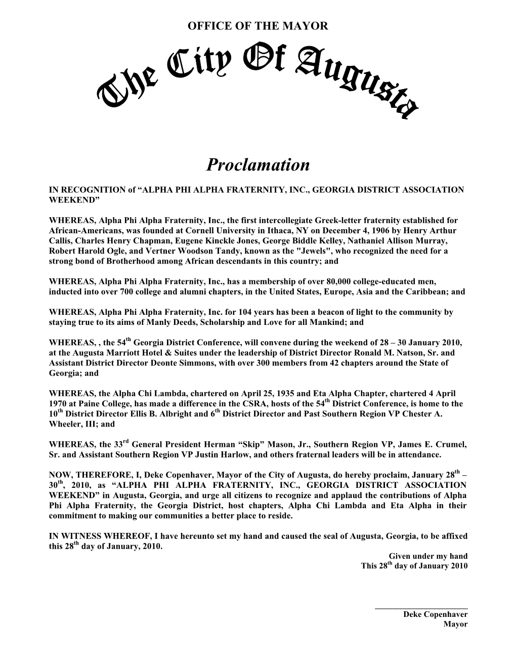 Proclamation