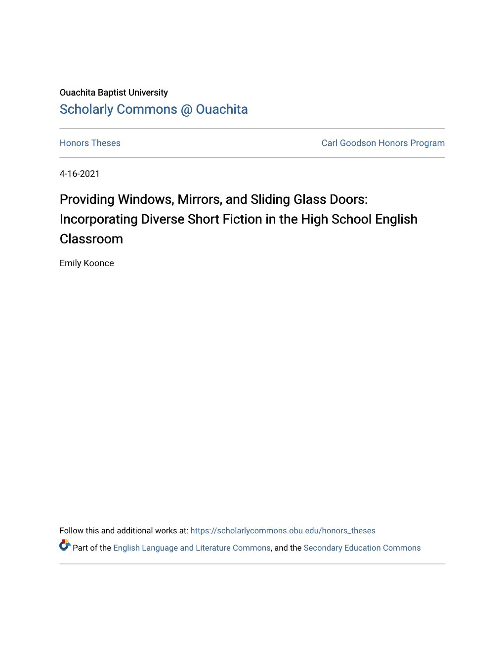 Incorporating Diverse Short Fiction in the High School English Classroom