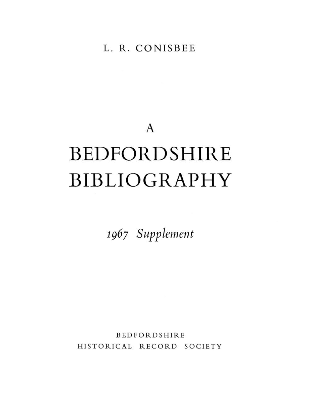 A Bedfordshire Bibliography: 1967 Supplement