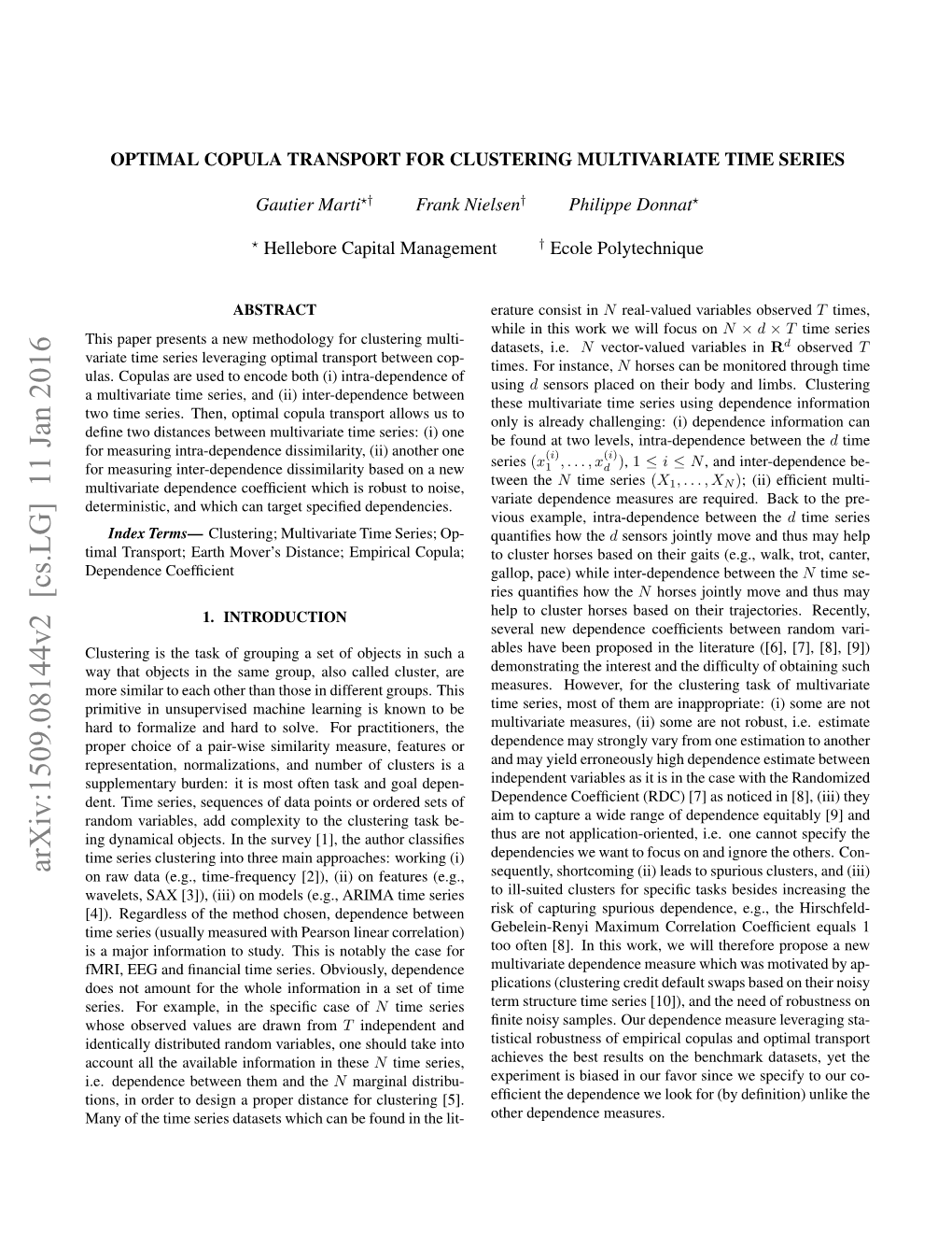 Optimal Copula Transport for Clustering Multivariate Time Series