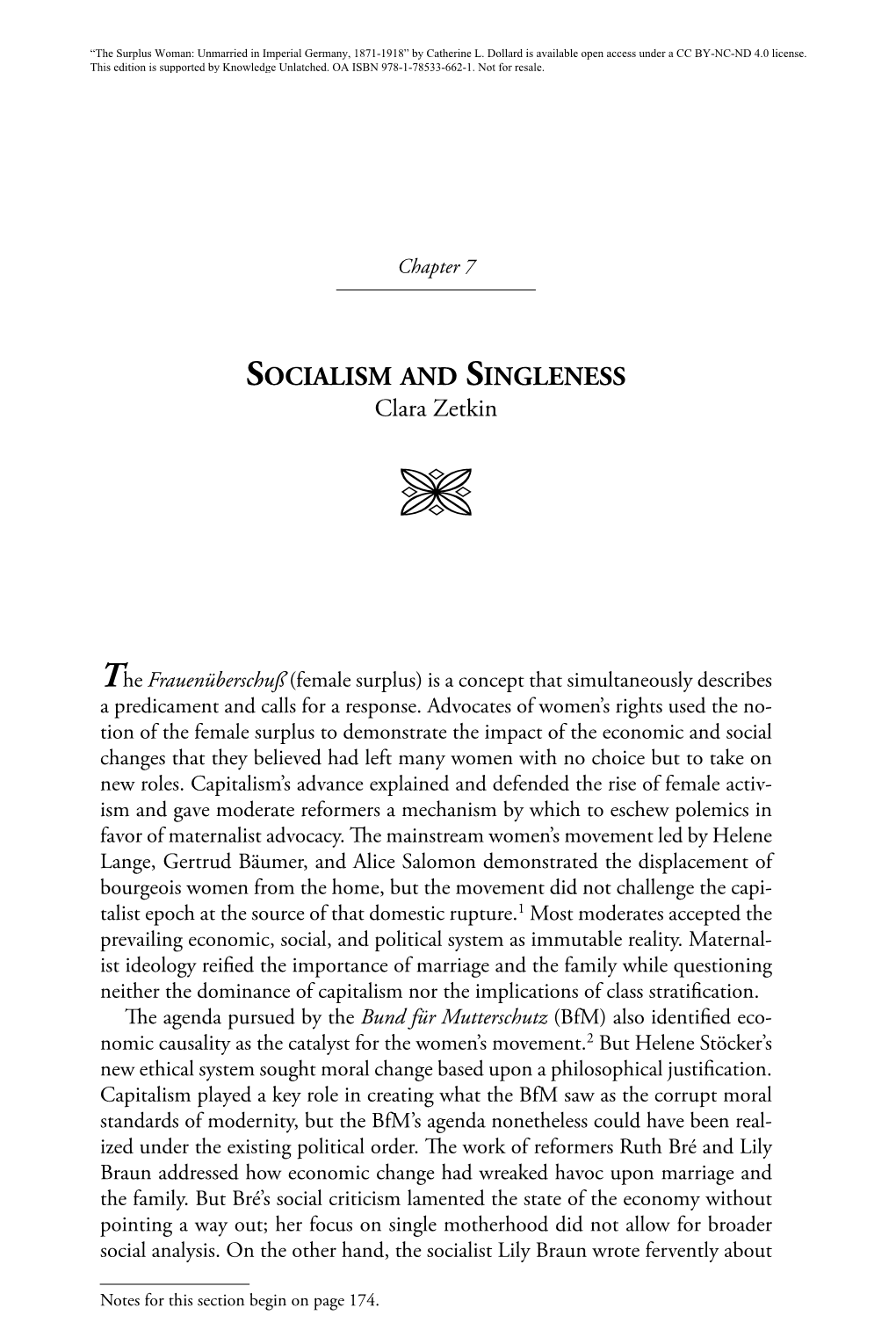 SOCIALISM and SINGLENESS Clara Zetkin 