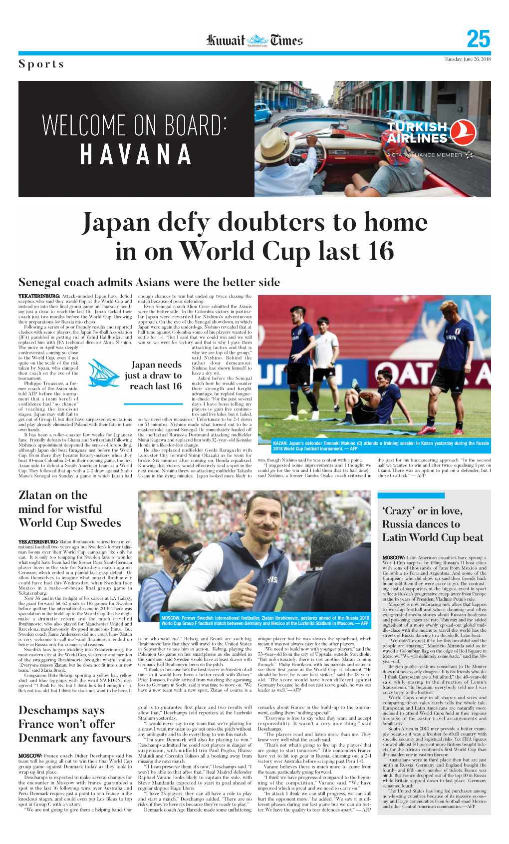 Japan Defy Doubters to Home in on World Cup Last 16 Senegal Coach Admits Asians Were the Better Side