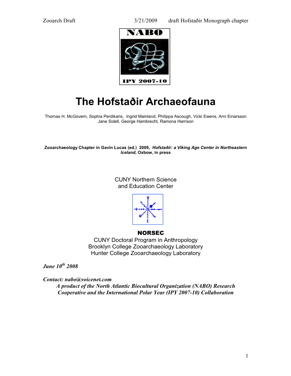 The Hofstaðir Archaeofauna